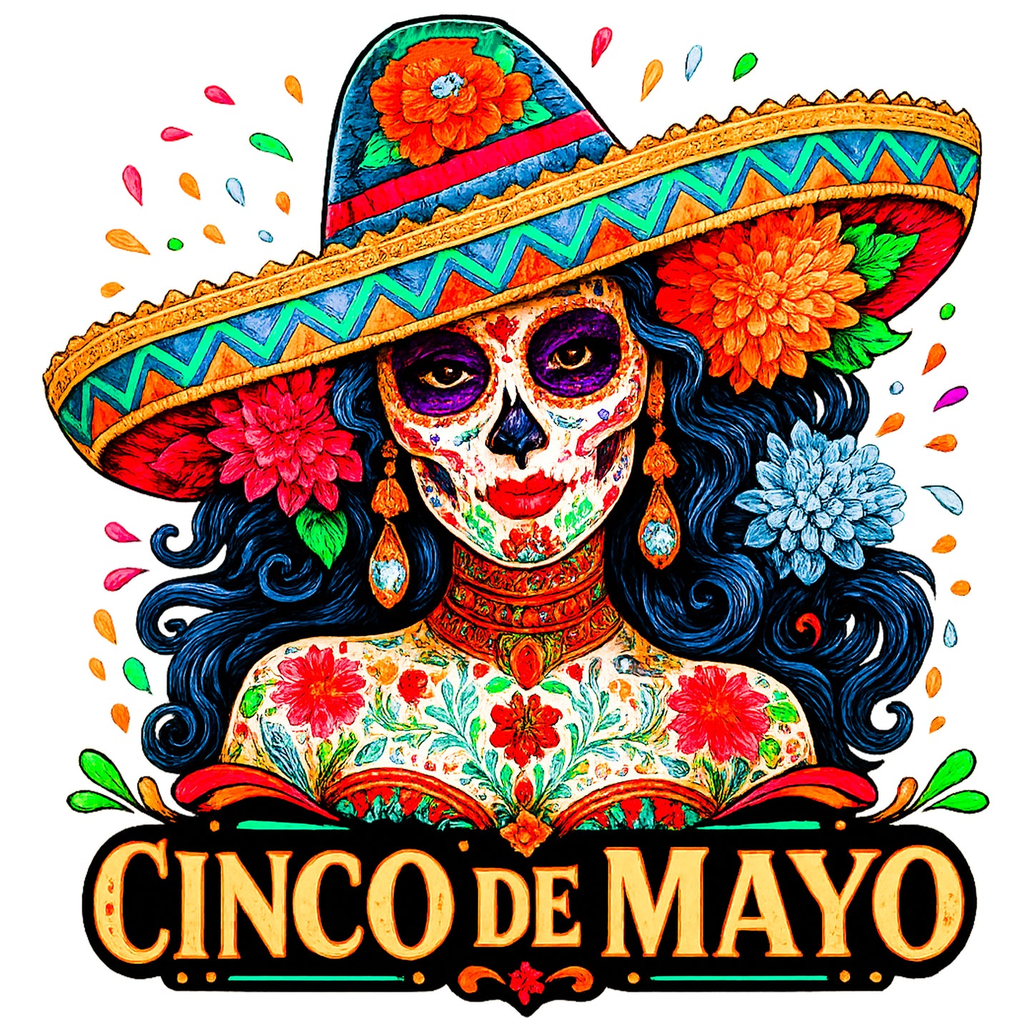 Cinco De Mayo Sugar Skull - Ready to Press